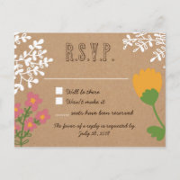 Rustic Mason Jar with Flowers on Craft Paper RSVP