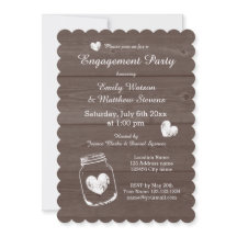 Rustic mason jar wood engagement party invitations