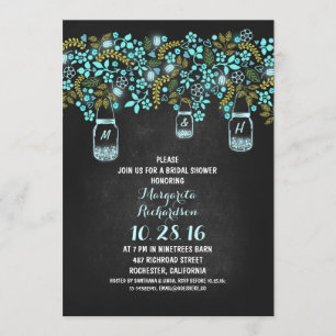 rustic mason jars chalkboard bridal shower invitation