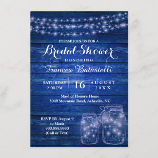 Rustic Mason Jars Evening Wedding Bridal Shower Invitation
