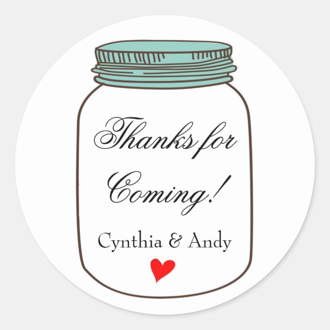 Rustic Mason Jars Favour Stickers | Custom Sticker (Front)