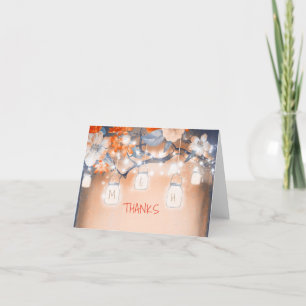 Rustic Mason Jars Floral Tree Lights Thank You Card