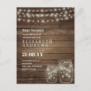 Rustic Mason Jars Lights Budget Baby Shower Invite