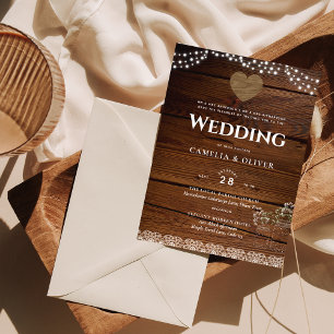 Rustic Mason Jars Lights Lace Gypsophilia WEDDING Flyer