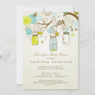 RUSTIC MASON JARS SPRING BABY SHOWER INVITATION