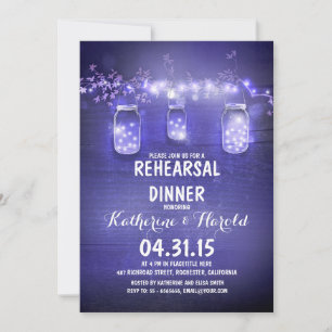 rustic mason jars & string lights rehearsal dinner invitation