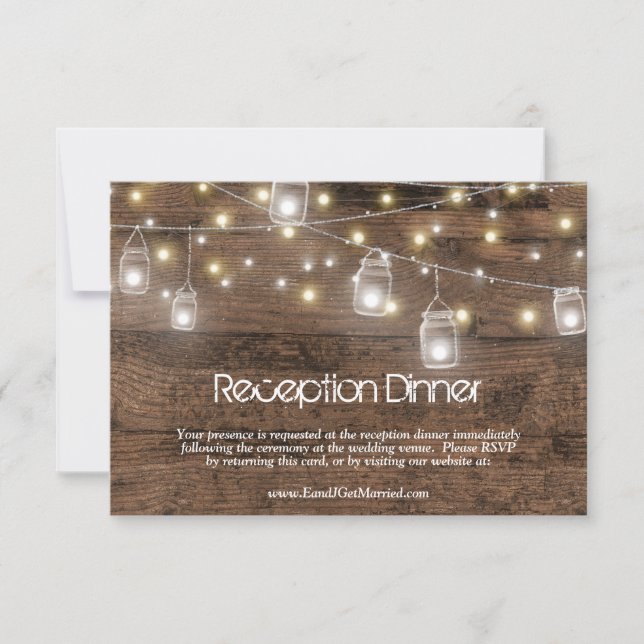 Rustic Mason Lights Reception Dinner RSVP Entree (Front)