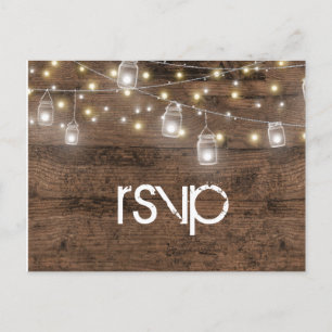 Rustic Mason Lights Reception Dinner RSVP Entree Invitation Postcard