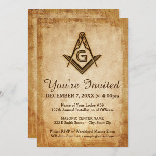 Rustic Masonic Invitations   Freemason Parchment