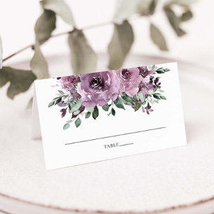 Rustic Mauve Plum Lilac Purple Floral Wedding  Place Card