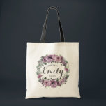 Rustic Mauve Plum Purple Floral Bridesmaid Favour  Tote Bag<br><div class="desc">This chic and practical purple mauve floral tote is perfect for carrying wedding day essentials and makes a lovely keepsake. Easily personalise it with each bridesmaid's name for a special touch. Durable and stylish, this tote bag is a heartfelt way to show your appreciation and ensure your bridesmaids feel cherished...</div>