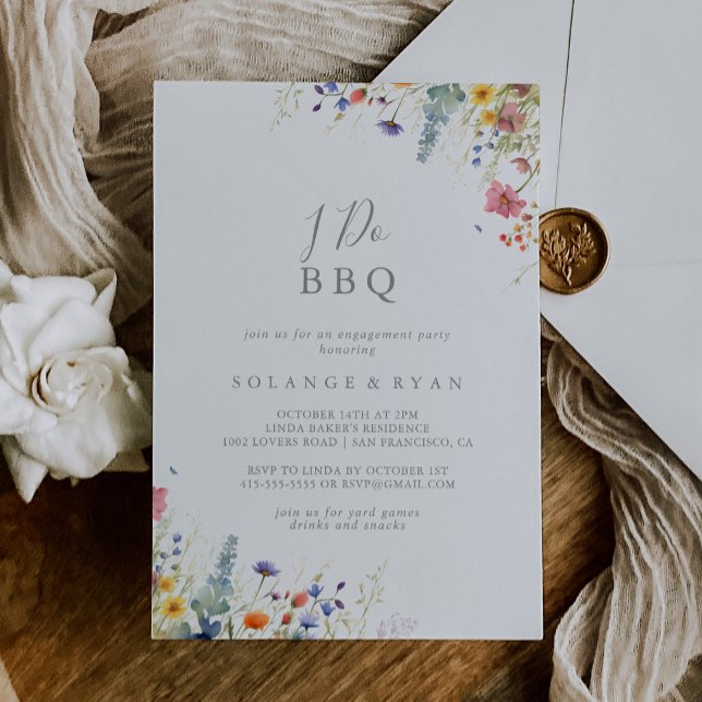 Rustic Meadow Botanical I Do BBQ Engagement Party Invitation (Creator Uploaded)