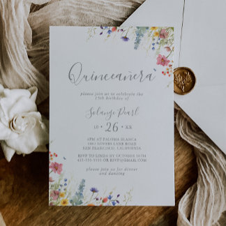 Rustic Meadow Botanical Quinceañera Invitation