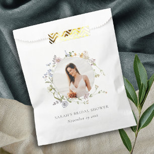 Rustic Meadow Floral Wreath Photo Bridal Shower Favour Bag