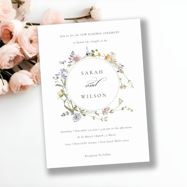 Rustic Meadow Floral Wreath Vow Renewal Invite (Creator Uploaded)