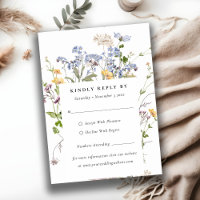 Rustic Meadow Floral Wreath Wedding Mini RSVP