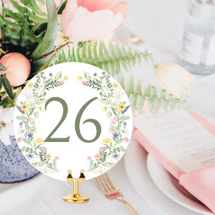 Rustic Meadow Flower Summer Wedding Table Number
