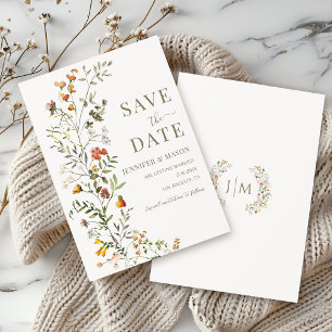 Rustic Meadow Flower   Wreath Save The Date Invitation