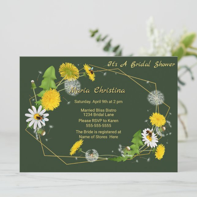 Rustic Meadow Flowers Bridal Shower Invitation (Standing Front)