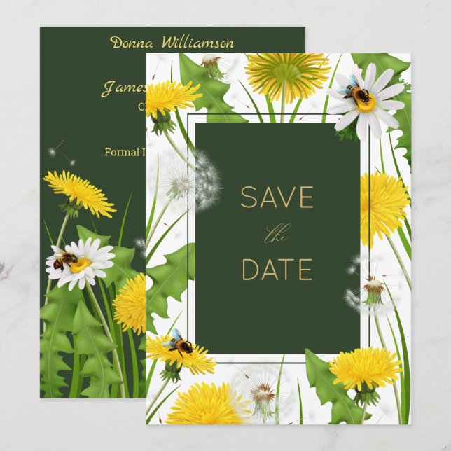 Rustic Meadow Flowers Save the Date Card (Front/Back)