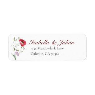 Rustic Meadow Poppy & Lavender Return Address Label