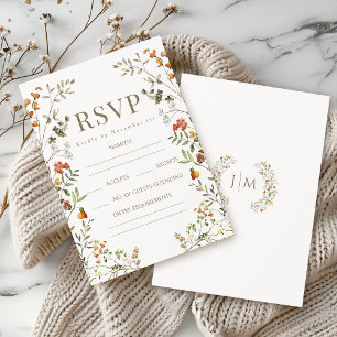 Rustic Meadow Wildflower Fall Wedding RSVP Cards