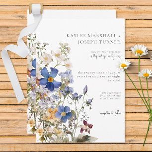 Rustic Meadow Wildflowers Purple Watercolor Invitation