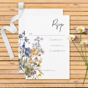 Rustic Meadow Wildflowers Purple Watercolor RSVP Card