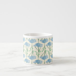 Rustic Meadow Yarrow Wildflower Stems Muted Blue Espresso Cup