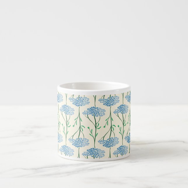 Rustic Meadow Yarrow Wildflower Stems Muted Blue Espresso Cup (Front)