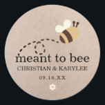 Rustic Meant To Bee Wedding Classic Round Sticker<br><div class="desc">Wedding favour stickers/labels featuring classic typography "Meant to Bee" design on various wedding themed colours. Personalise with couple/bride and groom's names and wedding date. Apply on honey jars to create unique DIY wedding favours and gifts.</div>