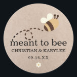 Rustic Meant To Bee Wedding Classic Round Sticker<br><div class="desc">Wedding favour stickers/labels featuring classic typography "Meant to Bee" design on various wedding themed colours. Personalise with couple/bride and groom's names and wedding date. Apply on honey jars to create unique DIY wedding favours and gifts.</div>
