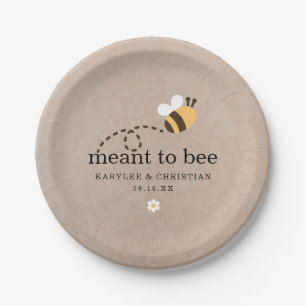 Rustic Meant To Bee Wedding Paper Plate