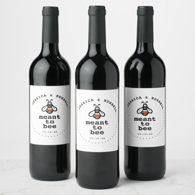 Rustic Meant To Bee Wedding Wine Label (Bottles)