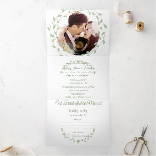Rustic Mediaeval Photo Wedding   Tri-Fold Invitation
