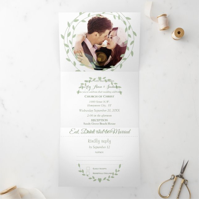 Rustic Mediaeval Photo Wedding   Tri-Fold Invitation (Inside)