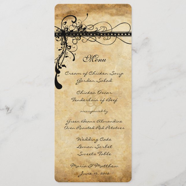 Rustic Mediaeval Renaissance Wedding Menu (Front)