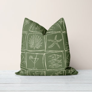 Rustic Mediterranean Coastal Tile Olive Grove Cushion