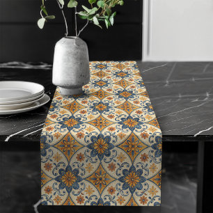 Rustic Mediterranean-Inspired Ornate Patterns Long Table Runner