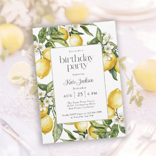 Rustic Mediterranean Lemon Blossom Birthday Invitation