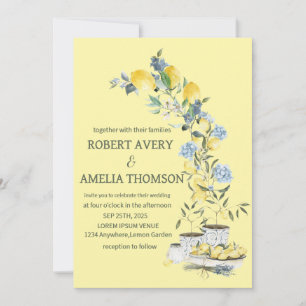 Rustic Mediterranean Lemon Wedding Invitation