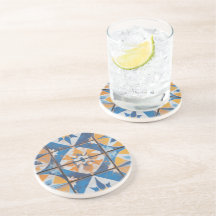 Rustic Mediterranean Patterned Sandstone Coaster