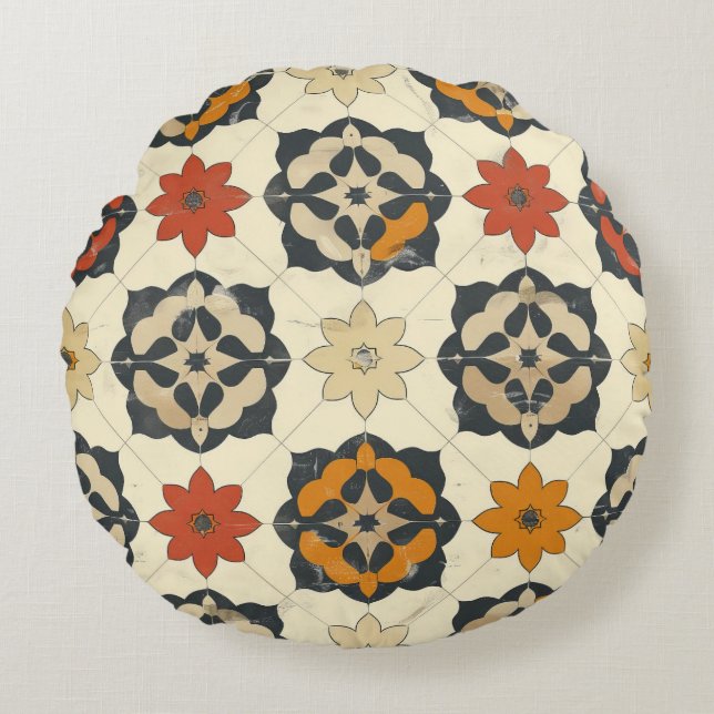 Rustic Mediterranean Tile Round Cushion (Front)