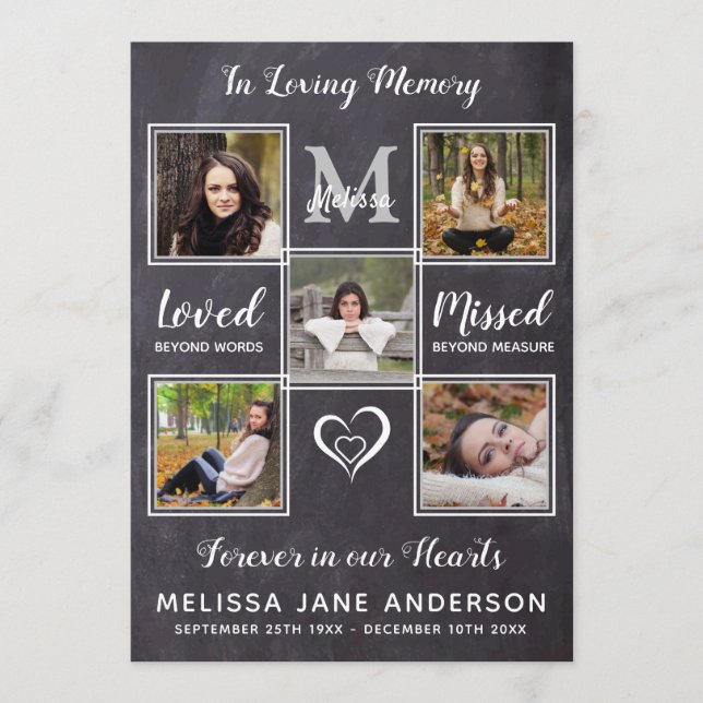 Rustic Memorial 5 Photos Order Of Service Funeral Program (Front)