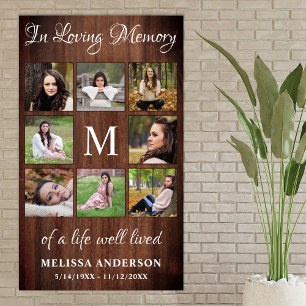 Rustic Memorial 8 Photo Collage Funeral Poster