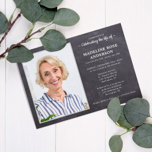 Rustic Memorial Celebration Of Life Photo Funeral Invitation