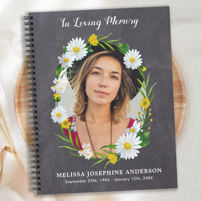 Rustic Memorial Daisy Floral Funeral Guest Book (Creator Uploaded)