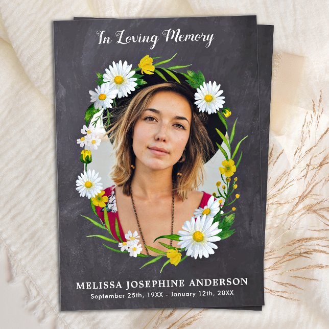 Rustic Memorial Floral Photo Prayer Card Funeral (Creator Uploaded)