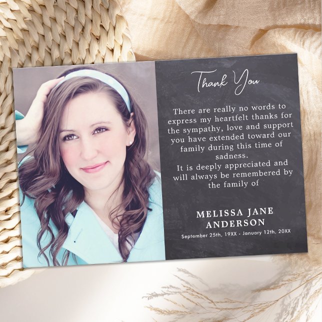 Rustic Memorial Loving Memory Photo Funeral Thank You Card (Creator Uploaded)