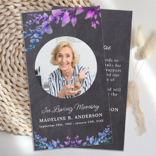 Rustic Memorial Photo Botanical Funeral Thank You Card